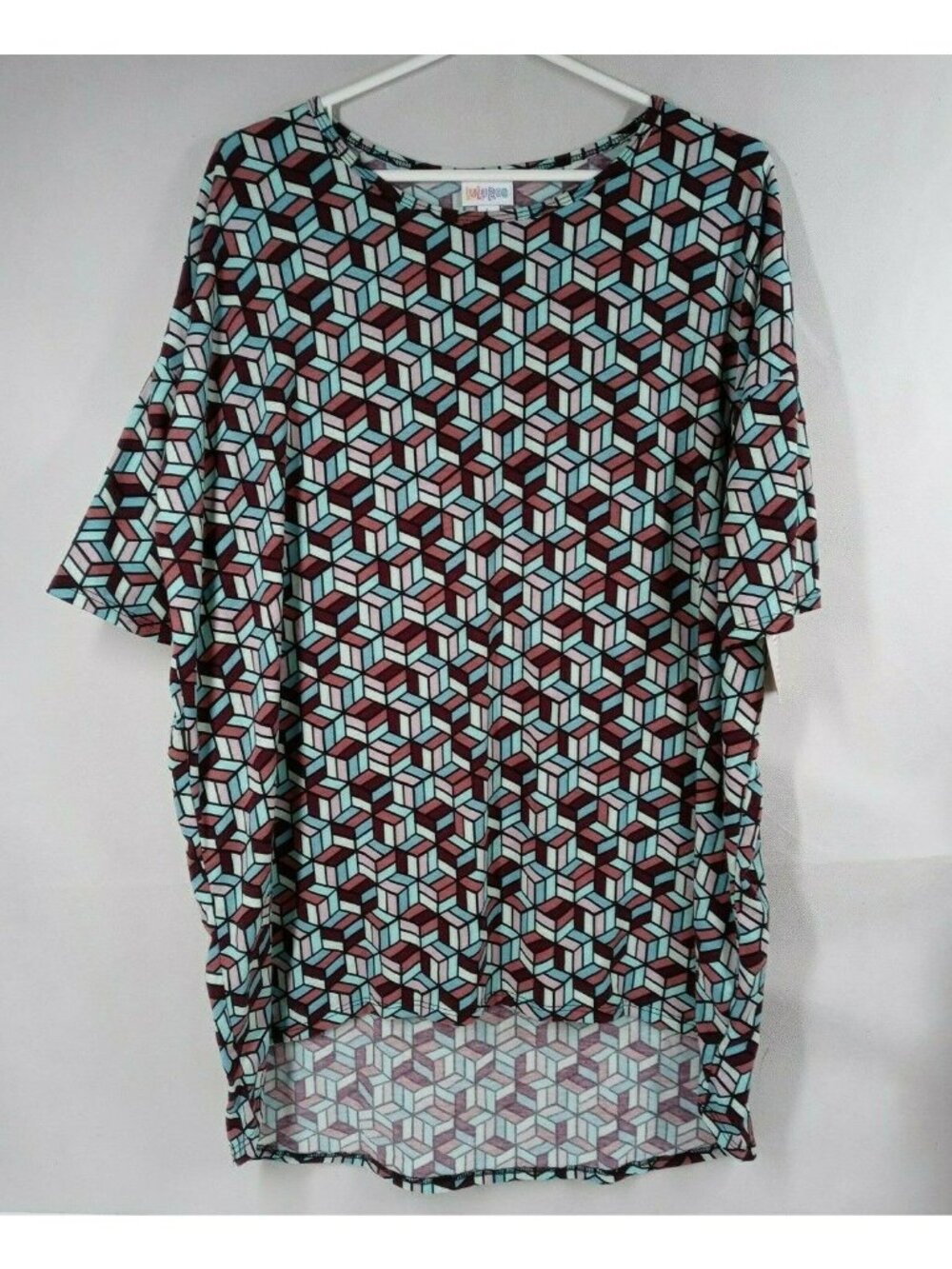 NWT LulaRoe Irma Tunic With Colorful Rubix Cube Design Size Large